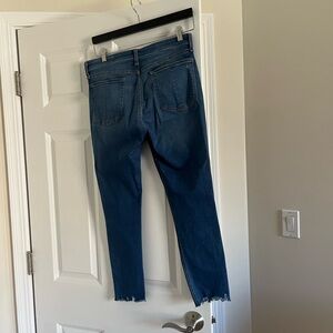 rag & bone Raw-Hem Cropped Slim Jeans in Dark Blue